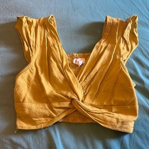 Yellow Japna crop top with tie in front